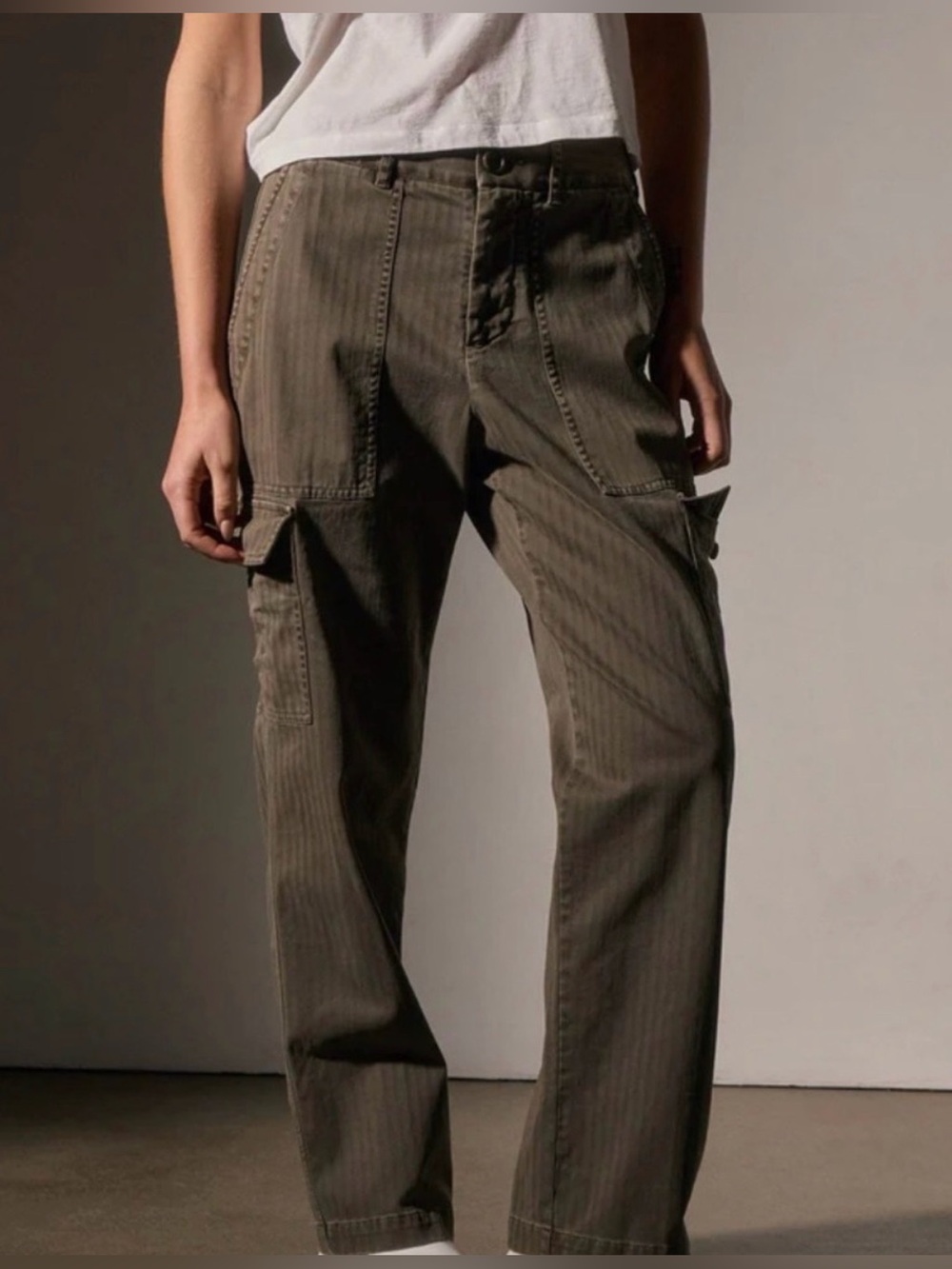 James Perse Herringbone utility cargo trousers Medium